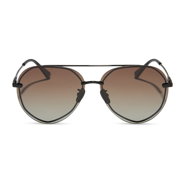lenox - black + black temple tips + brown gradient + polarized sunglasses