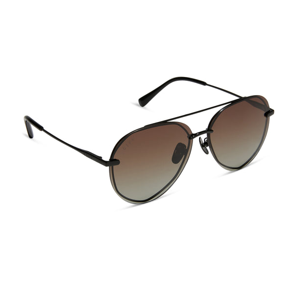 lenox - black + black temple tips + brown gradient + polarized sunglasses 2