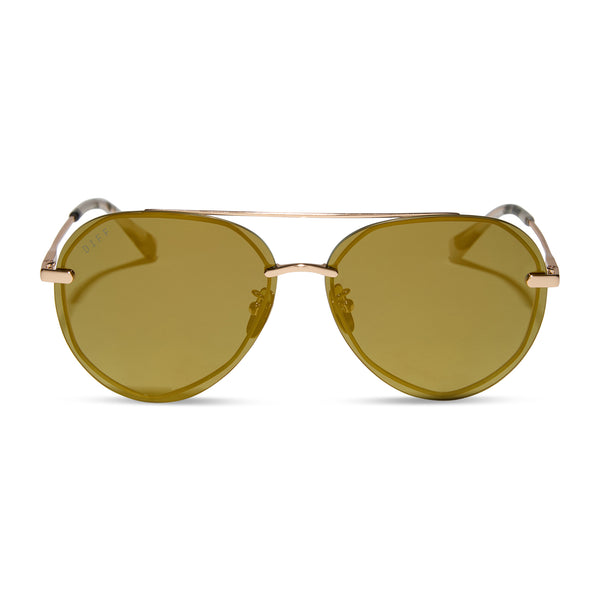 lenox - brushed gold + moss mirror + polarized sunglasses