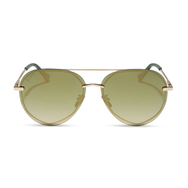 Lenox Sunglasses | Gold & Green Gradient + Gold Flash | DIFF Eyewear