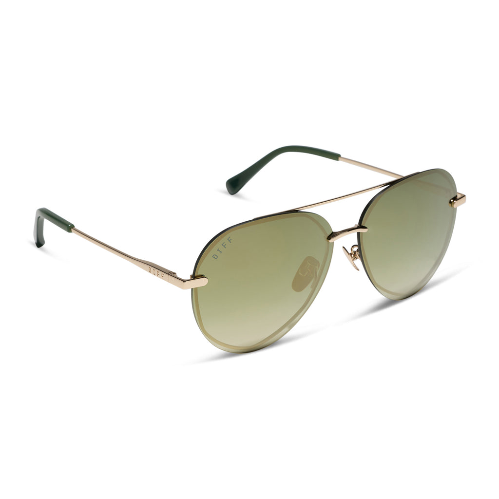 Lenox Sunglasses | Gold & Green Gradient + Gold Flash | DIFF Eyewear