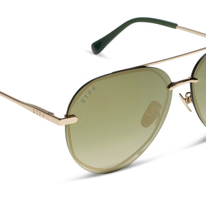 Lenox Sunglasses | Gold & Green Gradient + Gold Flash | DIFF Eyewear