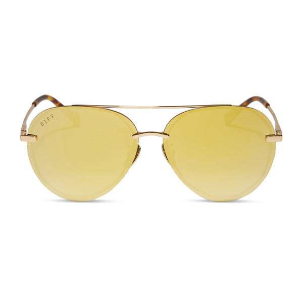 lenox - gold + brilliant gold mirror + polarized sunglasses