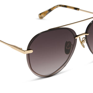 Lenox Aviator Sunglasses | Gold & Sea Tortoise Tips & Brown