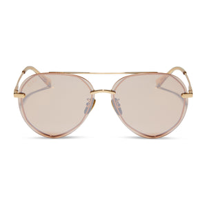 diff eyewear featuring the lenox aviator sunglasses with a gold frame and honey crystal flash lenses front view