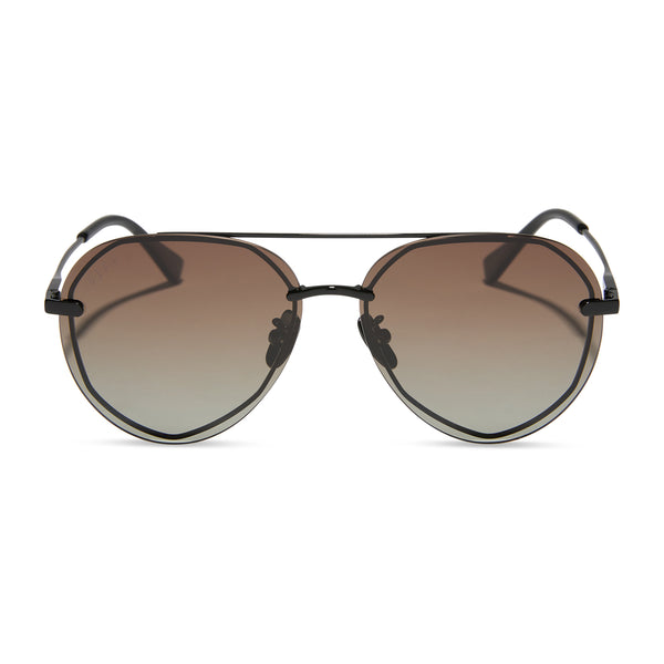 lenox xs - black + black temple tips + brown gradient + polarized sunglasses