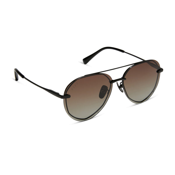 lenox xs - black + black temple tips + brown gradient + polarized sunglasses 2