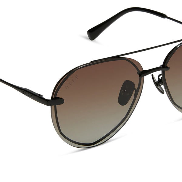 lenox xs - black + black temple tips + brown gradient + polarized sunglasses 4