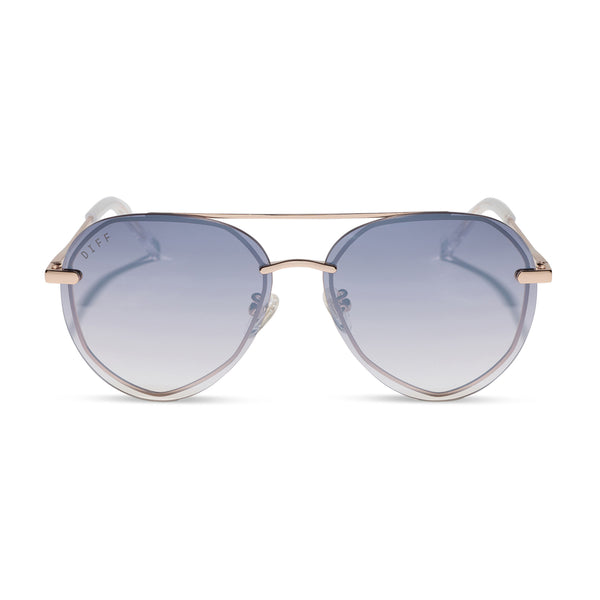 DIFF Eyewear Lenox Sunglasses w/Light Turquoise Mirrored Lenses Lenox Aviator Sunglasses | Matte Black & Purple Mirror  main image 3