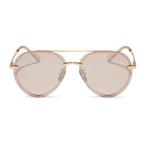 diff eyewear featuring the lenox xs aviator sunglasses with a gold frame and honey crystal flash lenses front view