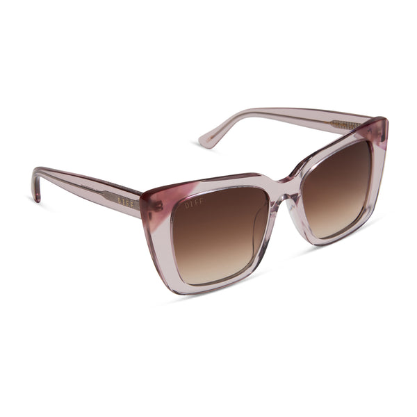 lizzy - light pink crystal + fleur tips + brown gradient sunglasses 2