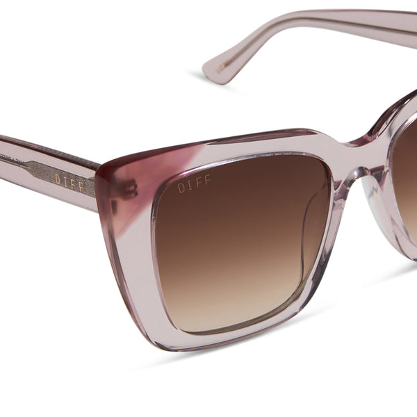 lizzy - light pink crystal + fleur tips + brown gradient sunglasses 4