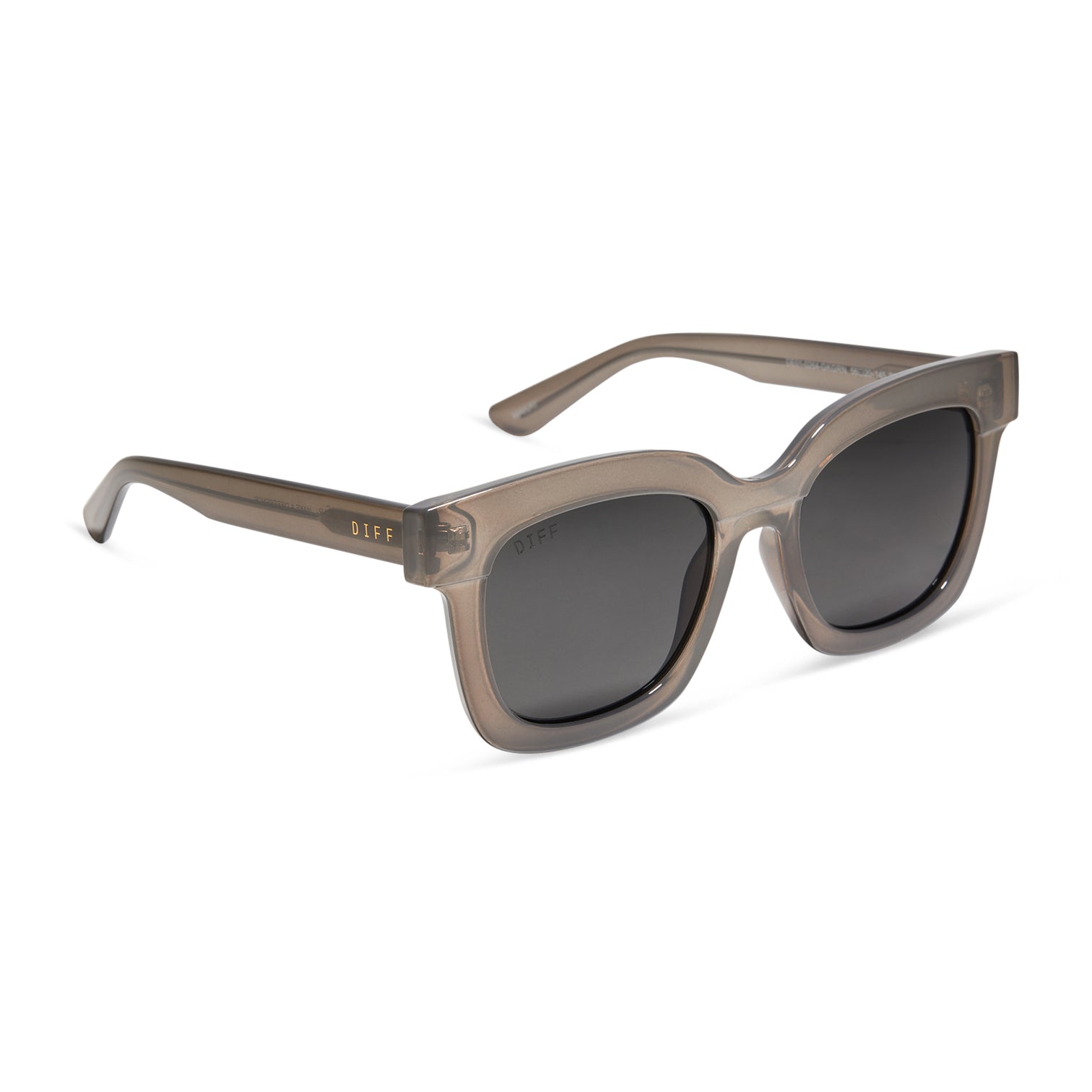 Makay Square Sunglasses Milky Grey & Solid Grey Lens. DIFF Eyewear