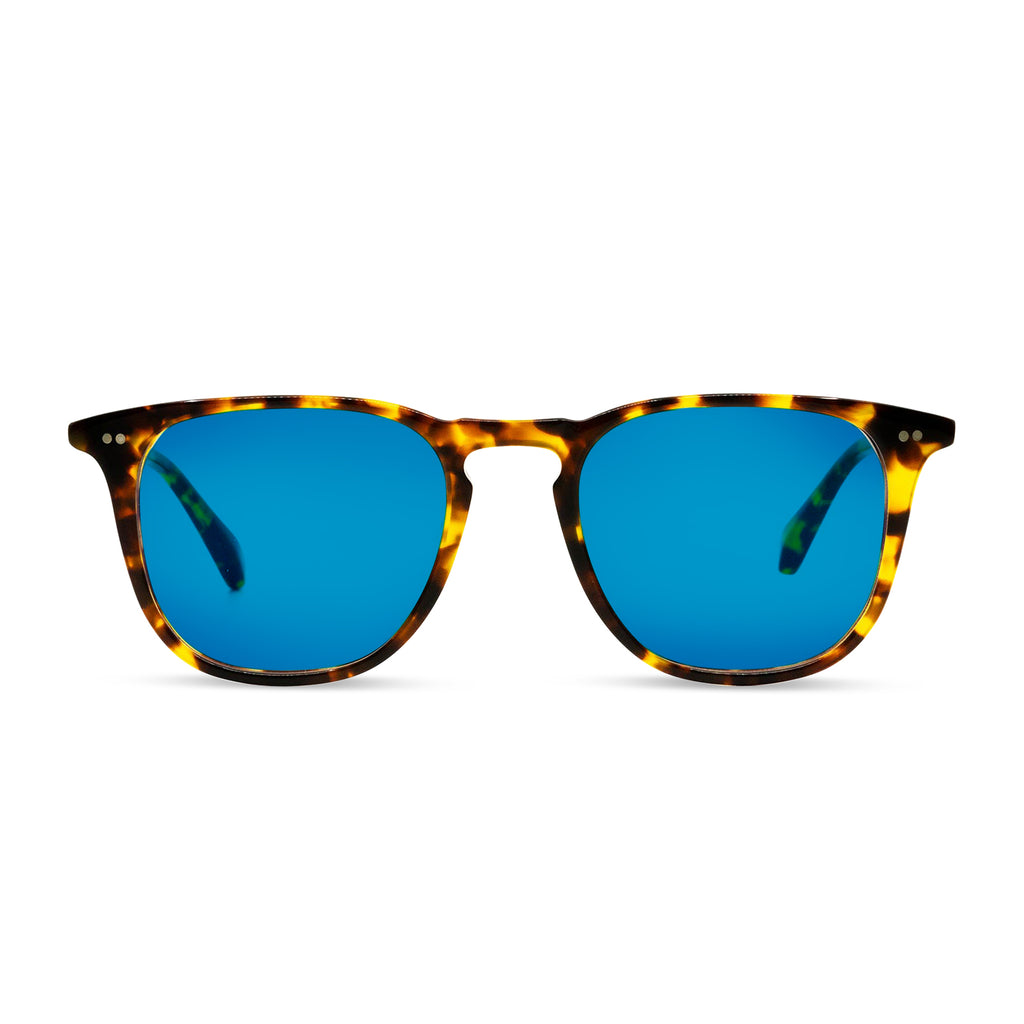 Maxwell Square Sunglasses | Amber Tortoise & Blue Mirror | DIFF Eyewear