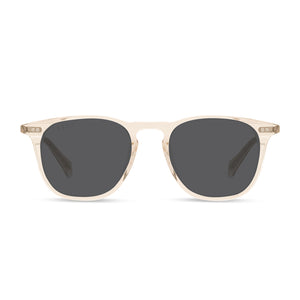 diff eyewear maxwell square sunglasses with a sandstone frame and grey lenses front view