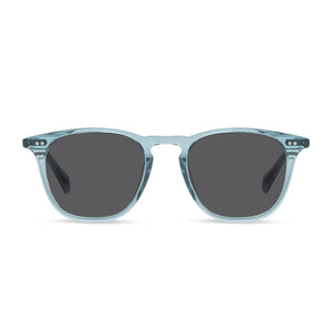 diff eyewear maxwell square sunglasses with a teal haze frame and grey lenses front view