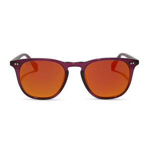 diff eyewear maxwell square sunglasses with a umbria crystal frame and sunset mirror lenses front view