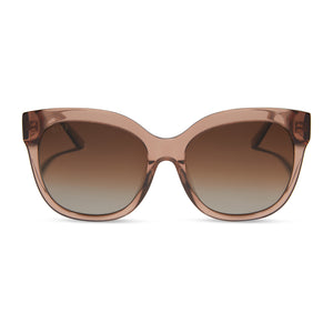 diff eyewear maya oversized round sunglasses with a cafe ole brown acetate frame and brown gradient polarized lenses front view