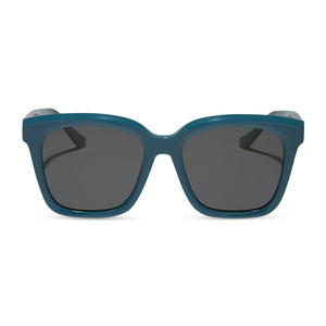 diff eyewear featuring the meredith square sunglasses with deep space blue frame and grey polarized lenses front view