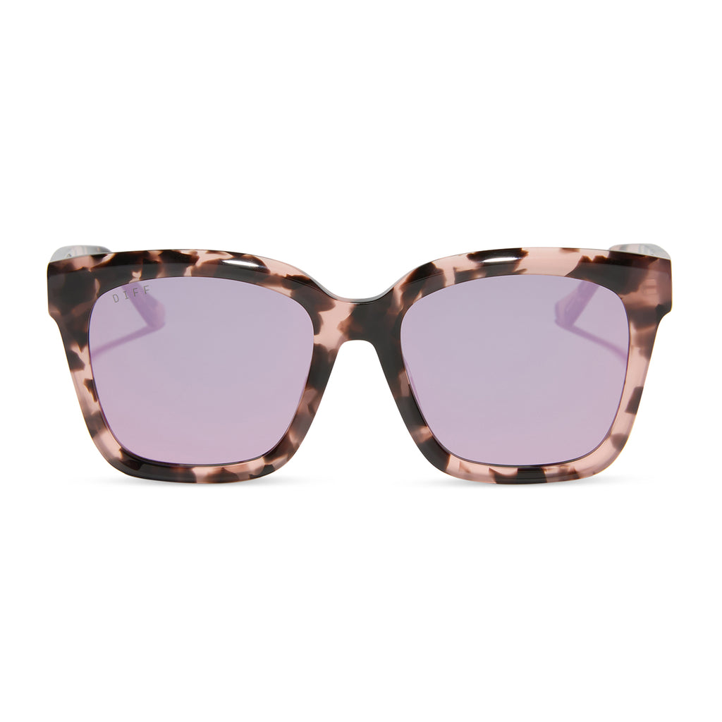 Meredith Square Sunglasses | Himalayan Tort & Pink Mirror | DIFF Eyewear