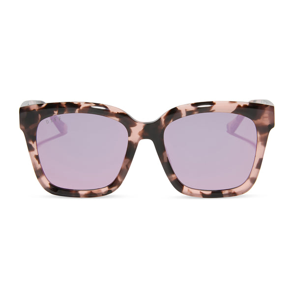 swatch for MEREDITH - HIMALAYAN TORTOISE + LIGHT PINK MIRROR SUNGLASSES