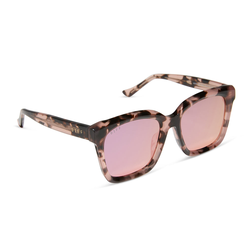 Meredith Square Sunglasses | Himalayan Tort & Pink Mirror | DIFF Eyewear