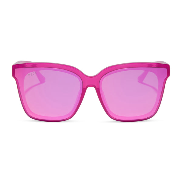 Meredith II Square Sunglasses | Bright Tulip & Pink Mirror | DIFF