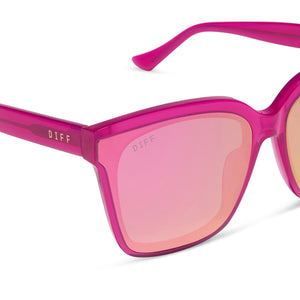 Meredith II Square Sunglasses | Bright Tulip & Pink Mirror | DIFF
