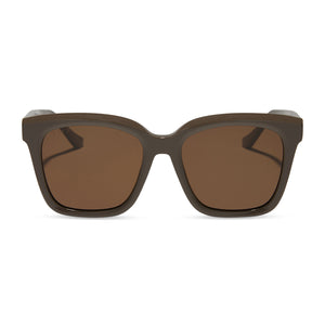 diff eyewear featuring the meredith square sunglasses with a london stone frame and truffle polarized lenses front view