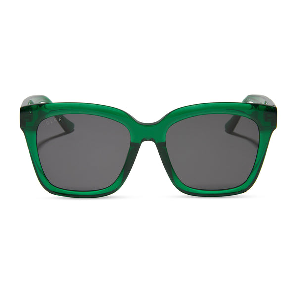 swatch for MEREDITH - PALM GREEN CRYSTAL + GREY SUNGLASSES
