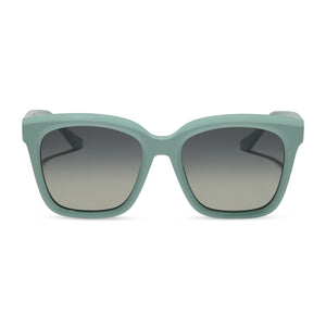 diff eyewear featuring the meredith square sunglasses with a steel teal frame and grey gradient polarized lenses front view