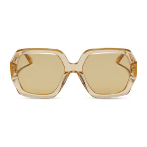 diff eyewear featuring the nola hexagon sunglasses with a honey crystal frame and honey crystal lenses front view