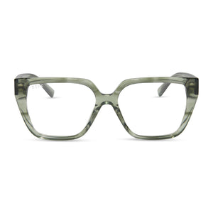 diff eyewear featuring the olive square prescription glasses with a cool matcha green frame and prescription lenses front view