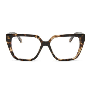 diff eyewear featuring the olive square glasses with a espresso tortoise frame and prescription lenses front view