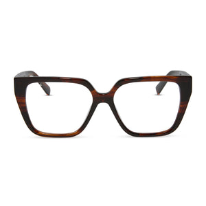 diff eyewear olive square prescription glasses with a sequoia tortoise frame front view