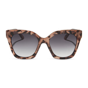 diff eyewear paris square oversized sunglasses with a blush tortoise frame and grey gradient lenses front view