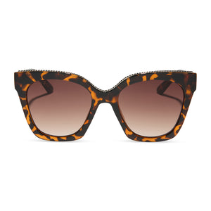 diff eyewear paris square oversized sunglasses with a dark tortoise frame and brown gradient lenses front view