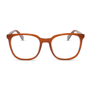 diff eyewear featuring the parker square prescription glasses with a burnt ochre orange frame front view
