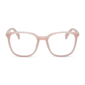 diff eyewear featuring the parker round sunglasses with a pink velvet frame and prescription lenses front view