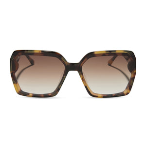 diff eyewear featuring the presley square sunglasses with a brown kombu frame and brown gradient lenses front view