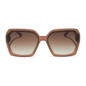 diff eyewear presley square sunglasses with a macchiato brown acetate frame and brown gradient lenses front view