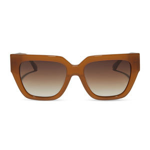 diff eyewear featuring the remi ii square sunglasses with a salted caramel frame and brown gradient lenses front view