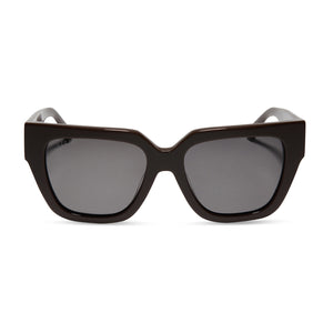 diff eyewear featuring the remi ii square sunglasses with a truffle acetate frame and grey polarized lenses front view