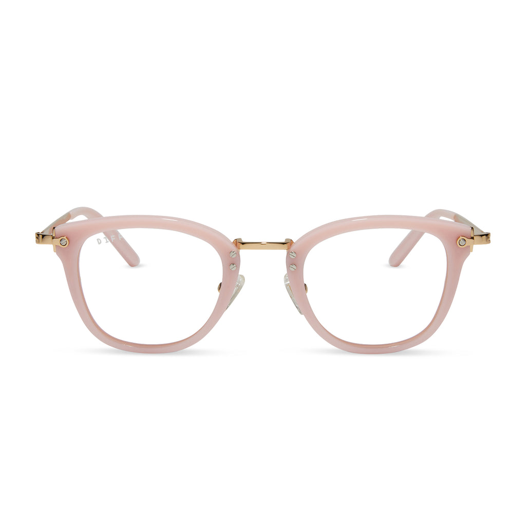 Rue Round Sunglasses | Pink Velvet & Clear | DIFF Eyewear