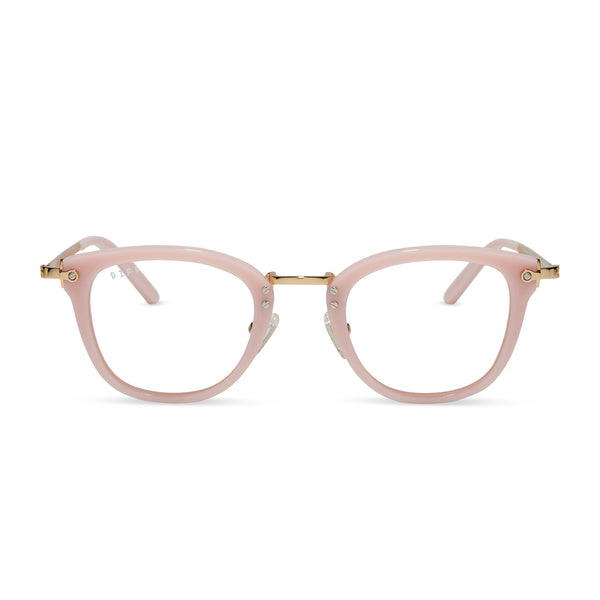 rue - pink velvet + prescription glasses