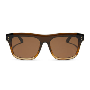 diff eyewear sammy square sunglasses with a mocha brown gradient acetate frame and brown polarized lenses front view