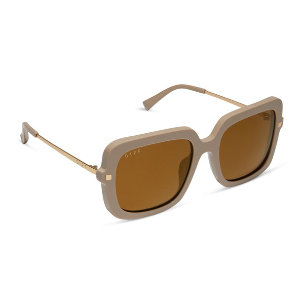 sandra - almond + brown gold flash sunglasses 2