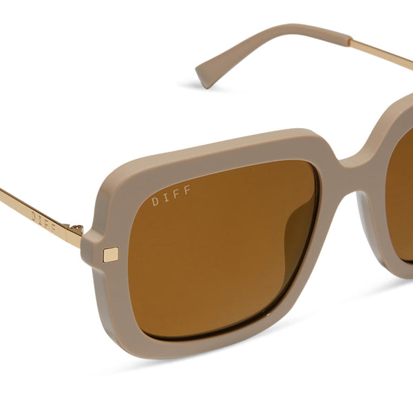 sandra - almond + brown gold flash sunglasses 4