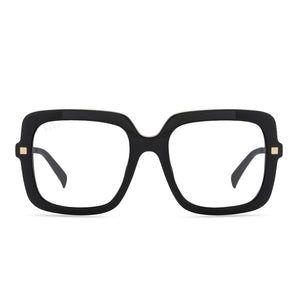 diff eyewear sandra square glasses with a black frame and prescription lenses front view