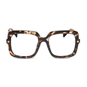 diff eyewear sandra square glasses with a espresso tortoise frame and prescription lenses front view